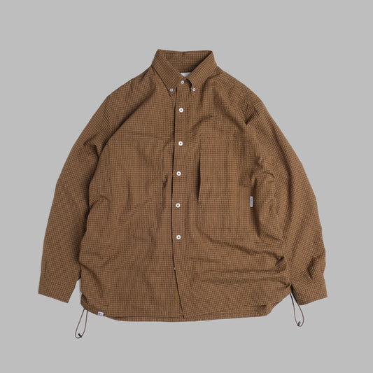 Checkered Sidepull Shirt / Seersucker Cotton - Brown